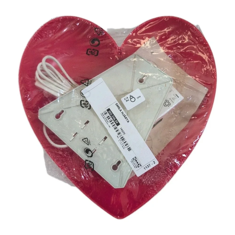 IKEA Heart Wall Lamp Red Smila Hjarta Kidcore Retro Y2K Decor - New